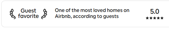 Airbnb Guest Favourite 5 star rating